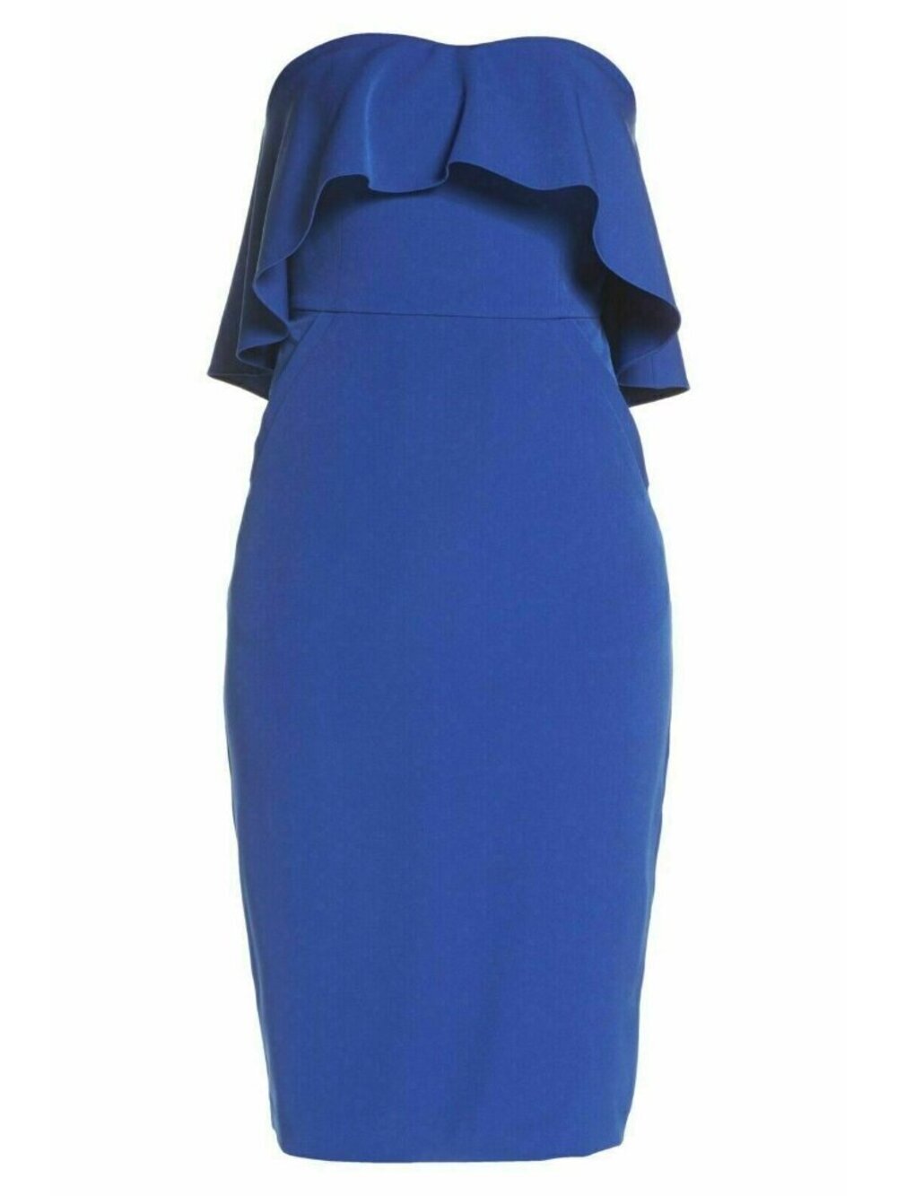 Chelsea28 Women’s Blue Surf Ruffle Strapless Stretch Crepe Sheath Dress 6 NWOT - Picture 10 of 16